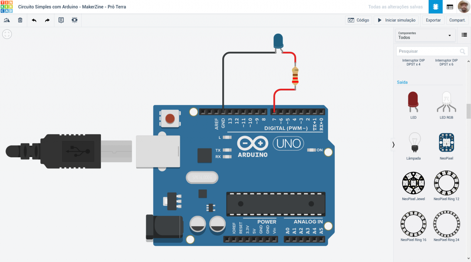 Primeiros passos com TinkerCad Circuits + 2 exemplos MakerZine