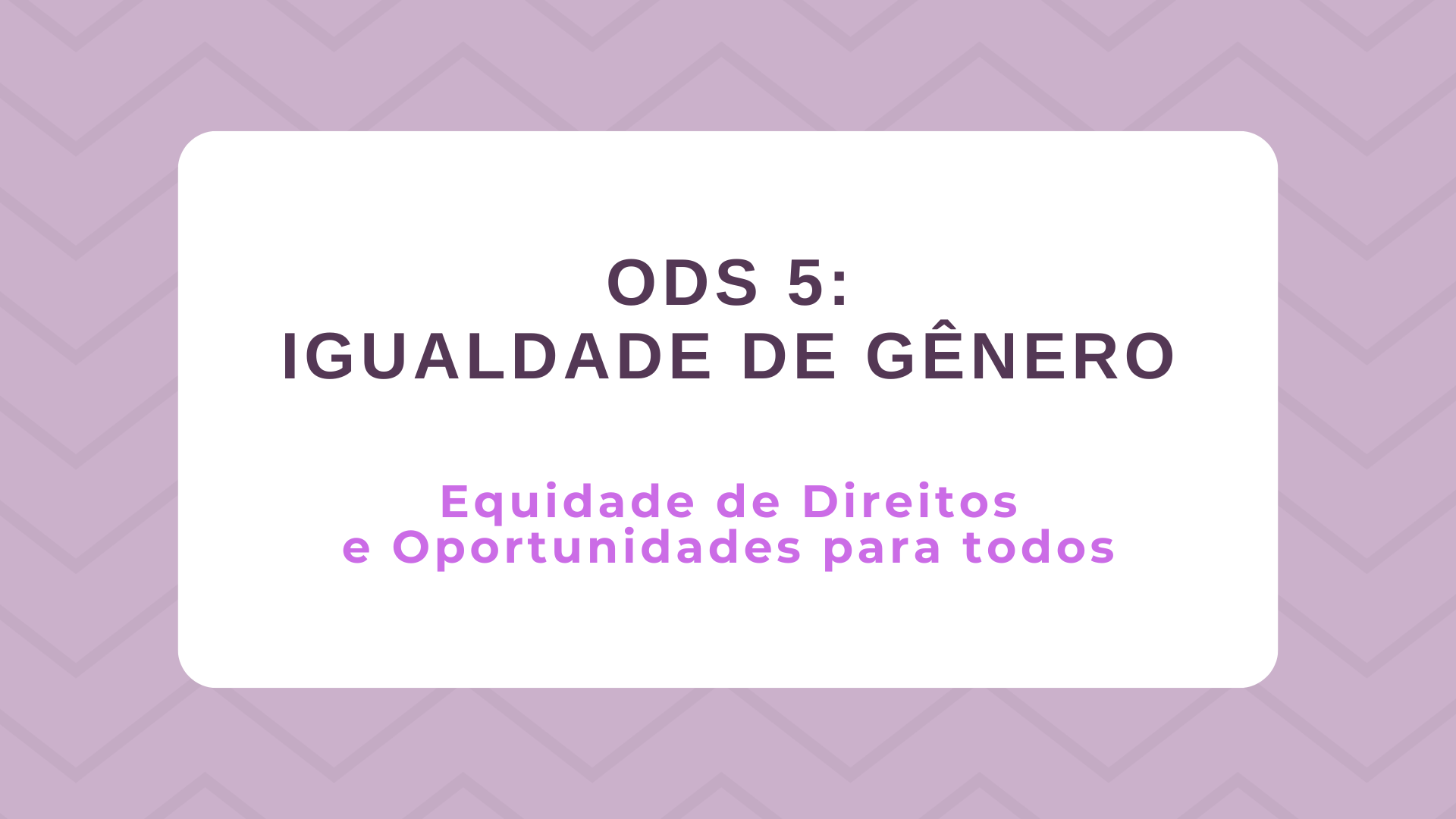 No momento, você está visualizando ODS 5 – Igualdade de Gênero: Equidade de Direitos e Oportunidades para todos