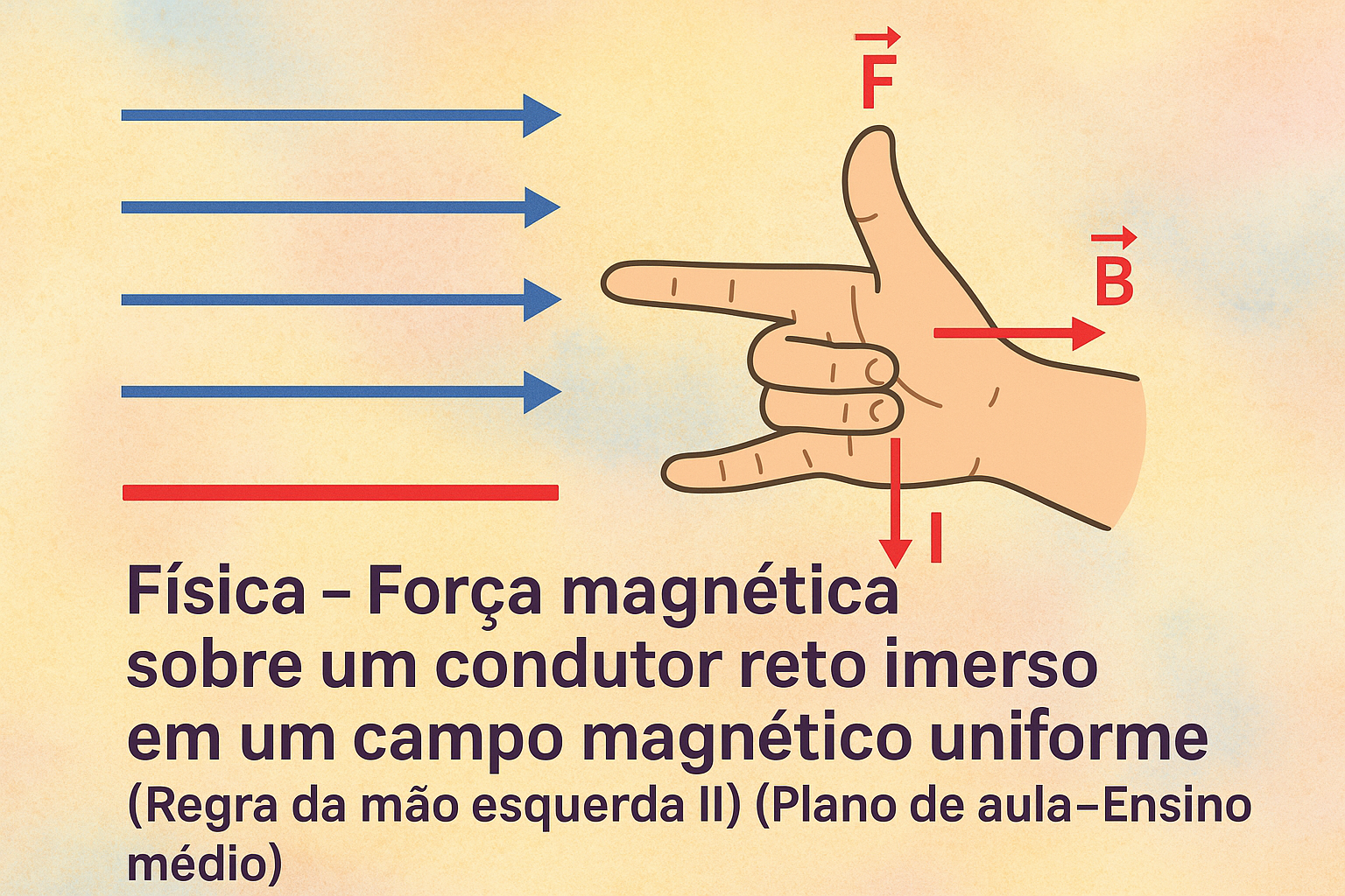 No momento, você está visualizando Física – Força magnética sobre um condutor reto imerso em um campo magnético uniforme (Regra da mão esquerda II) (Plano de aula – Ensino médio)