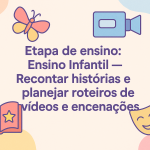 Etapa de ensino: Ensino Infantil – Recontar histórias e planejar roteiros de vídeos e encenações